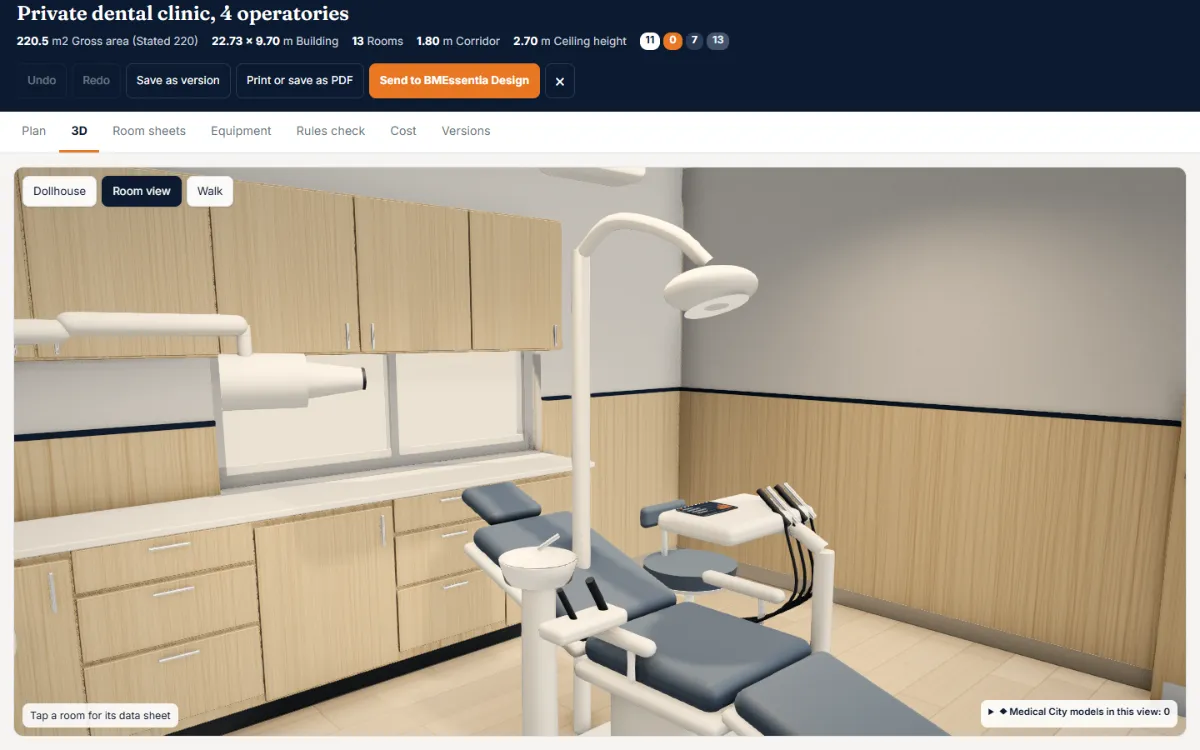 Room view inside an operatory of the dental clinic example